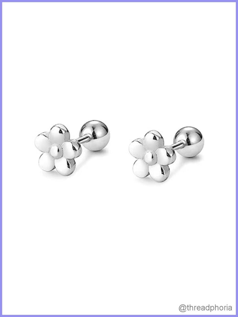 Sterling Silver Flower Stud Earrings 4mm 18G Hypoallergenic Screw Back